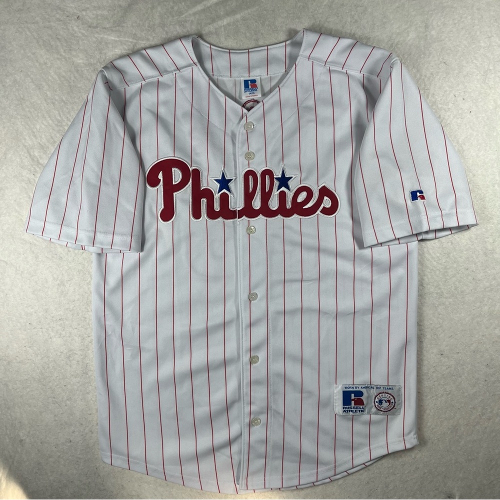 Vintage Philadelphia Phillies Jersey Youth Sz 14/16 Jim Thome #25 Russell